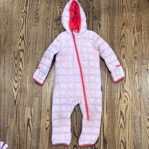 The North Face Pink Hooded Baby Snowsuit